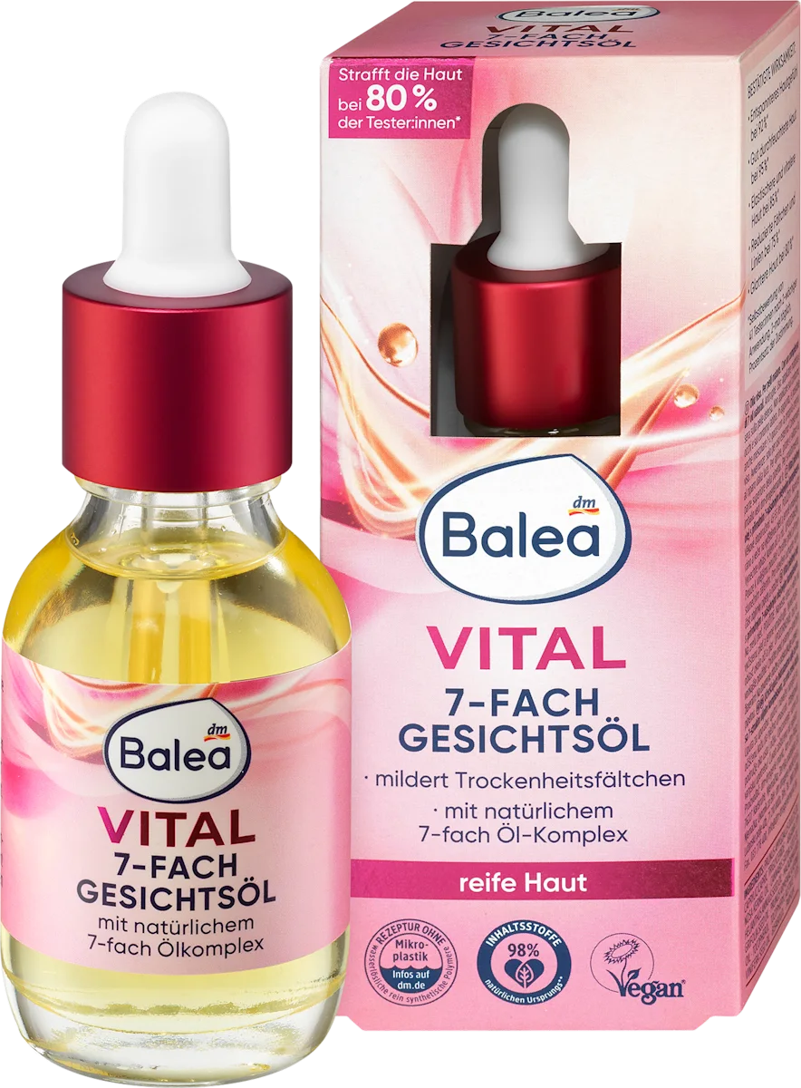 Vital Face Oil (Vital 7 Benefits) Rich Formula for Deep Skin Repair and Nourishment by Balea - 30 ml