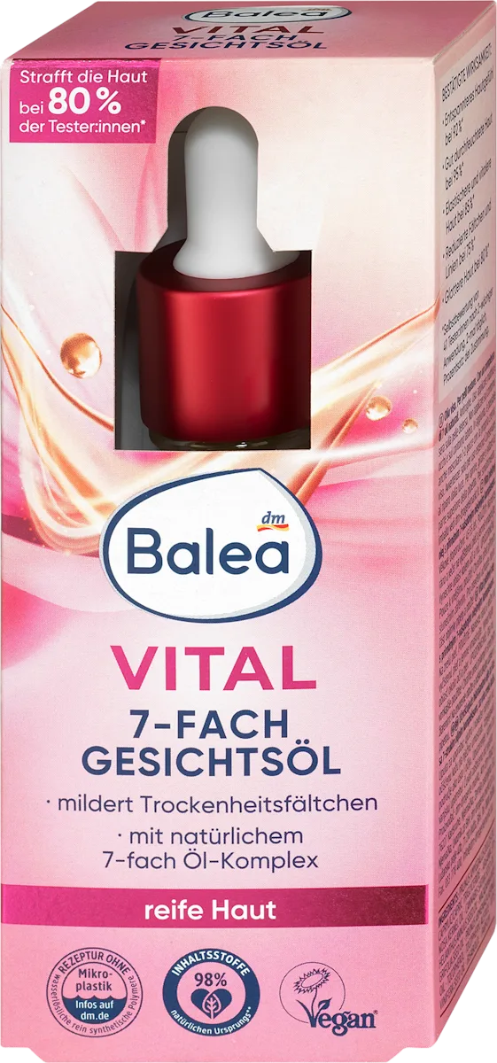 Vital Face Oil (Vital 7 Benefits) Rich Formula for Deep Skin Repair and Nourishment by Balea - 30 ml