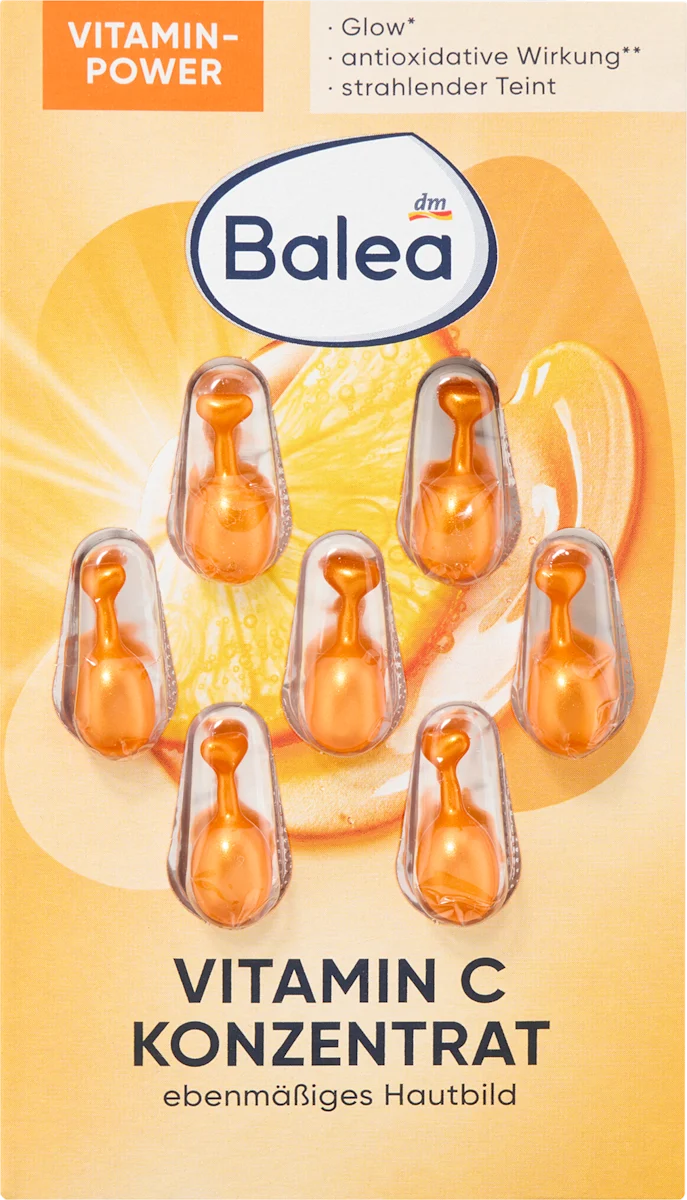 Balea Concentrated Vitamin C Capsules for Radiant Skin - 7 Capsules